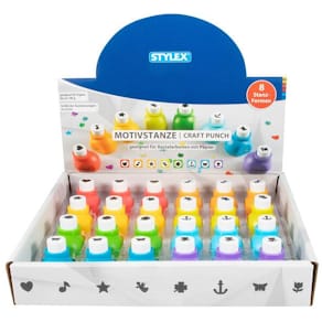 Motivlocher STYLEX, sortiert, 24 St., 8 Motive, Display