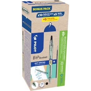 Balpen Pilot Ecoball B2P BeGreen, large, zwart, doos van 10