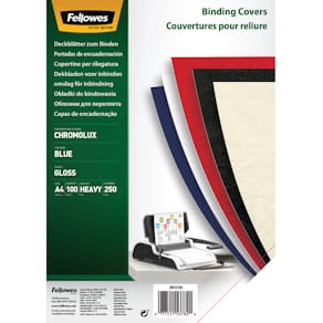 Einbanddeckel FELLOWES Chromolux, A4, blau, 250 g/m², 100 Stück