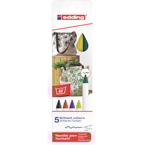 Textilstift edding Textilpen 5er-Set, sortiert