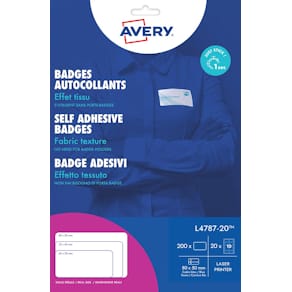 Badge Avery L4787-20 zelfklevend, 80 x 50 mm, doos van 200