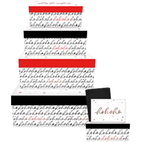 Geschenkkarton-Set BRAUN + COMPANY Hohoho Lettering, rot/schwarz