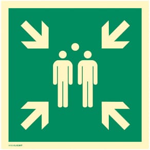 Sammelstelle MOEDEL, ISO 7010, Aluminium, langnachleuchtend