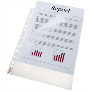 Plastlomme Esselte A4 klar 115 µm, top/venstre åbning, 100 stk