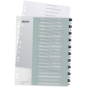 Register printbar PP A4+ 1-20 hvid/sort