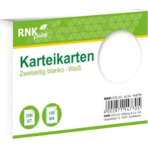Karteikarten RNK, A7, 100 St., weiß