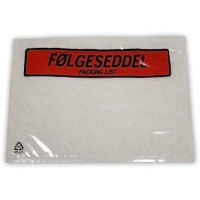Følgeseddellommer C6 klar Packing List, genanvendt LDPE, 1000 stk