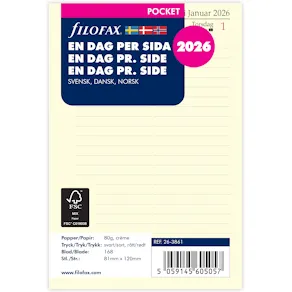 Dagbok Pocket 2026 Dag Per Sida Svensk/Dansk/Norsk