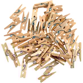 Wasknijper Bouhon mini, hout, zakje van 48 stuks