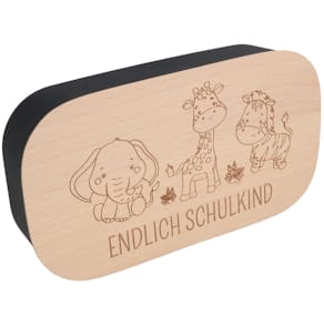 Lunchbox SPRUCHREIF Endlich Schulkind, Tiere, schwarz/natur, 1400