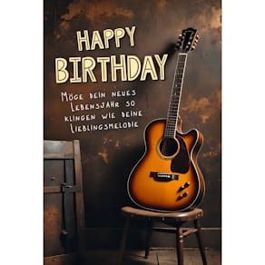 Geburtstagskarte Gitarre, 11,5 x 17 cm, 5er-Set mit Kuverts
