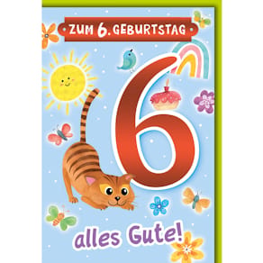 Geburtstagskarte Kinder, Zahl 6