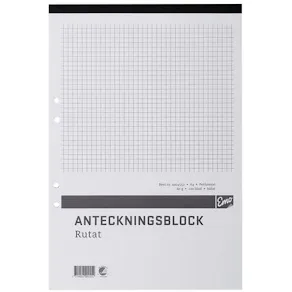 Perforerade Block A4, rutigt, 100bl