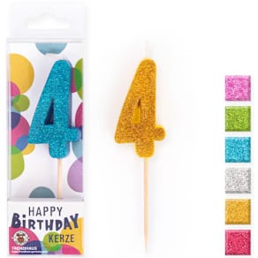 Geburtstagskerze BIRTHDAY FUN Zahl 4, sortiert