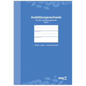 Ausbildungsnachweis RNK täglich, DIN A4, 28 Blatt, azurblau