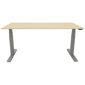 Schreibtisch Q-CONNECT elektrisch höhenverstellbar, ahorn/silber