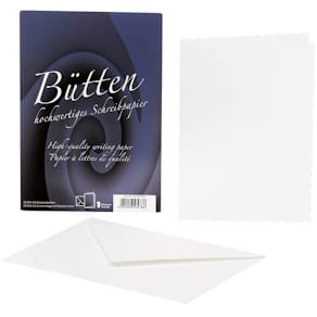 Kartenmappe Rössler Bütten, A6hd, weiß, 10 Karten/10 Umschläge