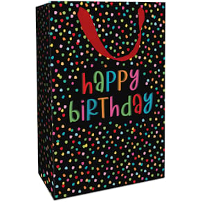 Geschenktragetasche BRAUN+COMPANY, Geburtstag, schwarz/bunt