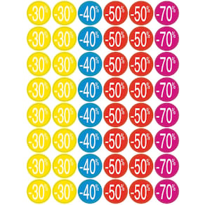 Kortinglabel Agipa, van -30% tot -70%, geassorteerde kleuren