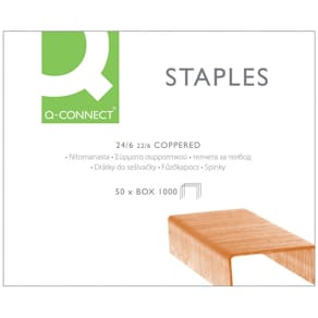 Heftklammern Q-Connect KF01279, 24/6, 1000 St., verkupfert