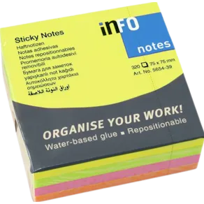Notes INFO NOTES kub, 75x75mm, neon
