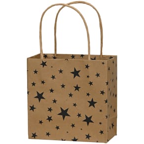 Geschenktragetasche, Sterne, schwarz/weiß, 160 x 80 x 160 mm (Pap