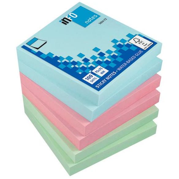 Notatblokk INFO 75X75mm pastell (6)