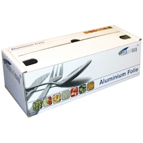 Alufolie 11 µm, 440x150 m, fødevaregodkendt, cut-box, 1 rulle