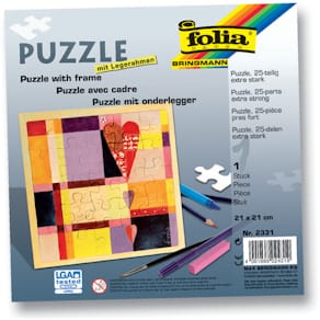 Puzzle Folia, 25-tlg., blanko weiß, mit Legerahmen, 21 x 21 cm