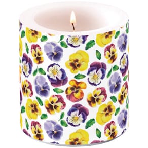 Kerze AMBIENTE Frühjahr, 9 cm, Stiefmütterchen