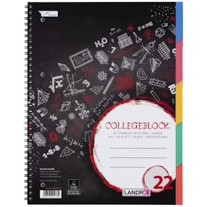 Collegeblock LANDRE College, A4, 80 Blatt, kariert, 5-farbiges [