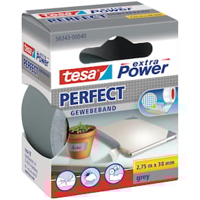 Textieltape Tesa extra Power Perfect, 38 mm x 2,75 m, grijs