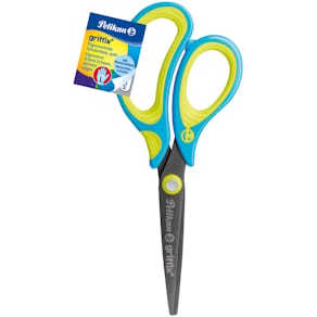 Schulschere Pelikan griffix, links, 15 cm, blau/gelb