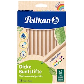 Buntstifte Pelikan, 12 Stück, sortiert, dreikantig, 5 mm Mine