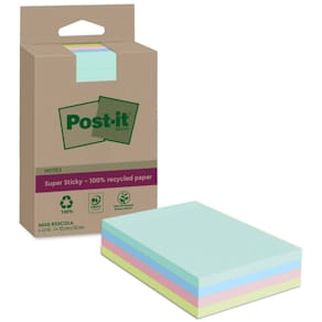 Haftnotizblock Post-it Super Sticky Recycling, 4x45 Blatt, farbig