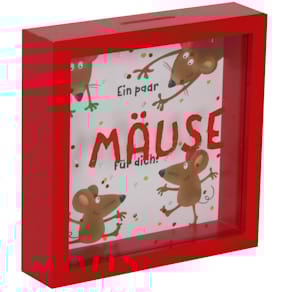 Spardose EigenArt mit Glasfront, rot, 16x16x10cm