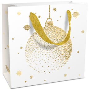 Geschenktragetasche BRAUN + COMPANY Kugel, weiß/gold