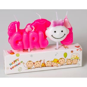 Geburtstagskerze Noname, 5 Stück, Baby, rosa