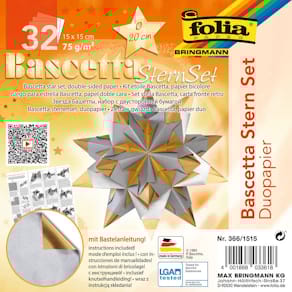 Bastelset Folia Bascetta-Stern Duo, silber/gold