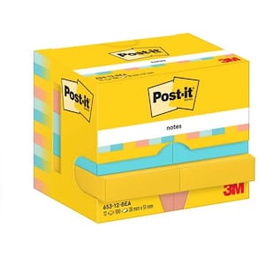 Post-it Notes 51 x 38 mm, assorterede farver, PEFC, 12 stk