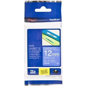 Tape BROTHER TZE535 12mm Vit på Blå