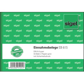 Kassen-Einnahmebeleg Sigel, A6 quer, grün
