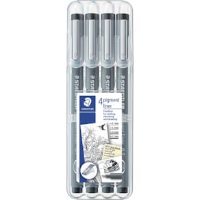 Fineliner Staedtler Pigment Liner, opstelbare box, 4 stuks, zwart