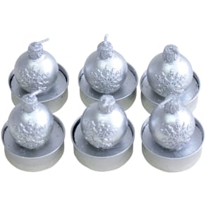 Teelichter PBS Weihnachtskugel, silber, 6 Stück