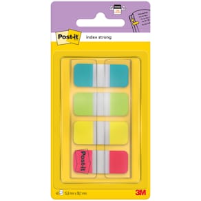 Haftstreifen Post-it Index Strong, 16 x 38 mm, 4x10 Stück, türkis