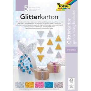 Glitterkarton Folia, zilver, goud, roze, blauw en mix