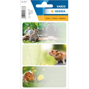 Schuletiketten HERMA Nagetiere, bunt, 18 Stück