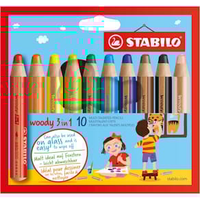 Kleurpotlood STABILO woody 3in1, etui van 10 stuks, assorti