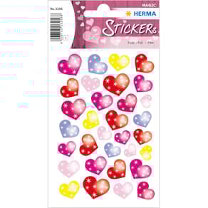 Schmucketikett HERMA Punkteherzen, 32 Stück, bunt