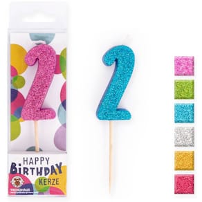Geburtstagskerze BIRTHDAY FUN Zahl 2, sortiert